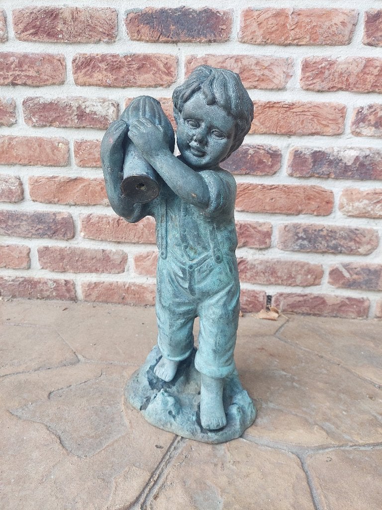Authentiek bronzen fonteinbeeld, Ophalen, Gebruikt, Overige materialen, Fontein