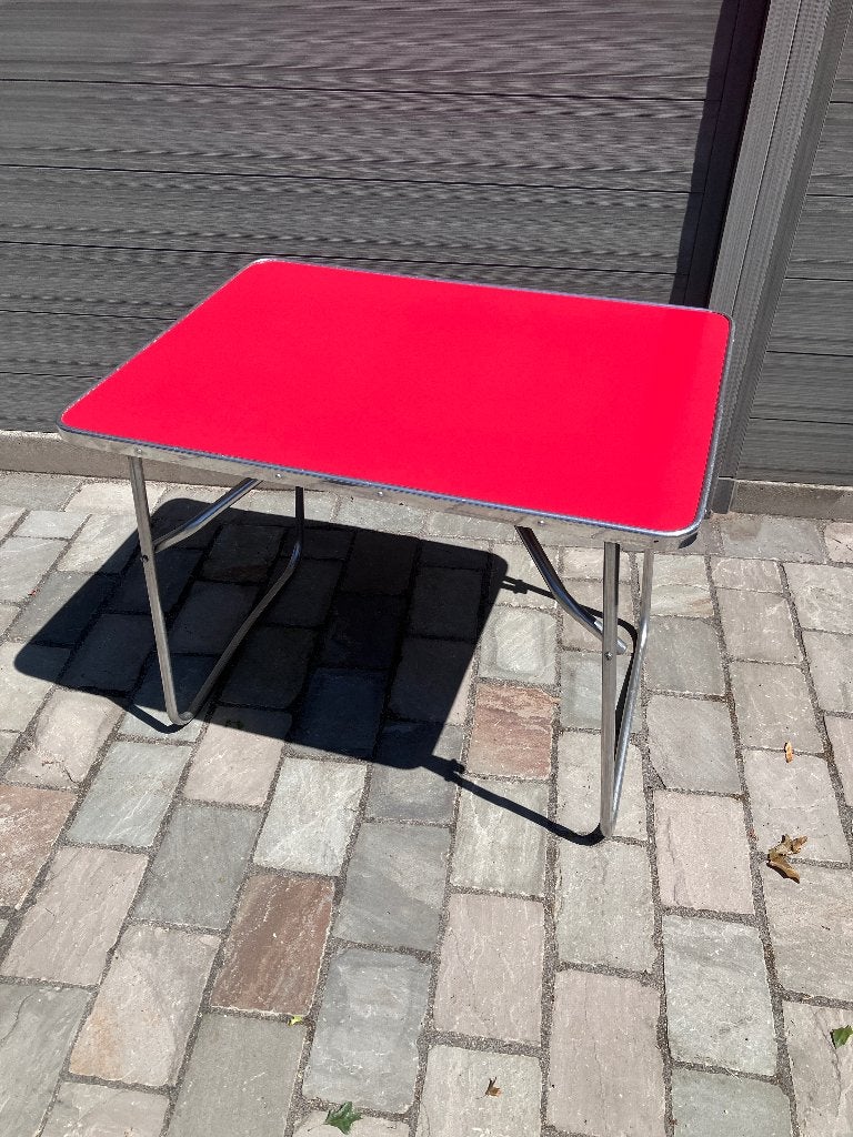 Vintage Inklapbare Kampeertafel Rood – Retro Tuintafel, Enlèvement, Maison et Meubles