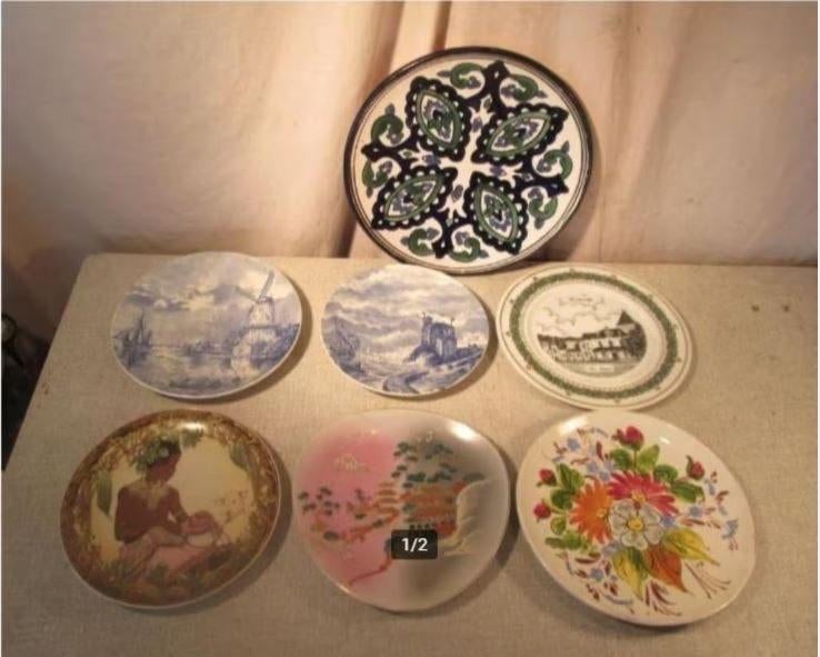 7 assiettes décoratives en porcelaine antique Prima, Enlèvement ou Envoi