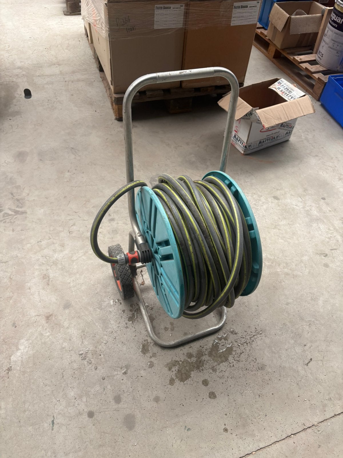 Tuinhaspel met rolwagen 20m, Enlèvement, Utilisé, Tuyau d'arrosage