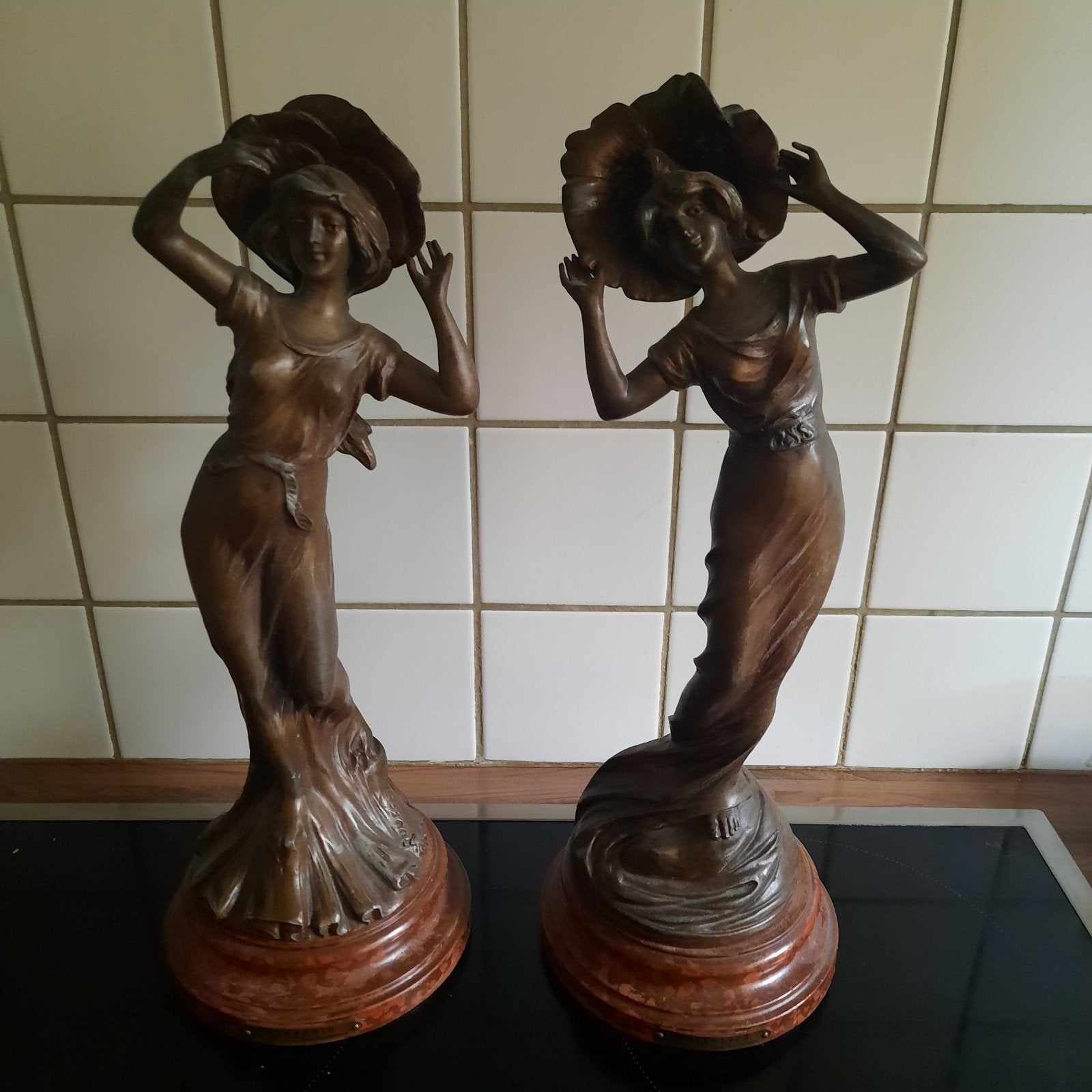 Beelden , denk kunstbrons ( zamac ) , getekend ! Zie onder ., Ophalen of Verzenden