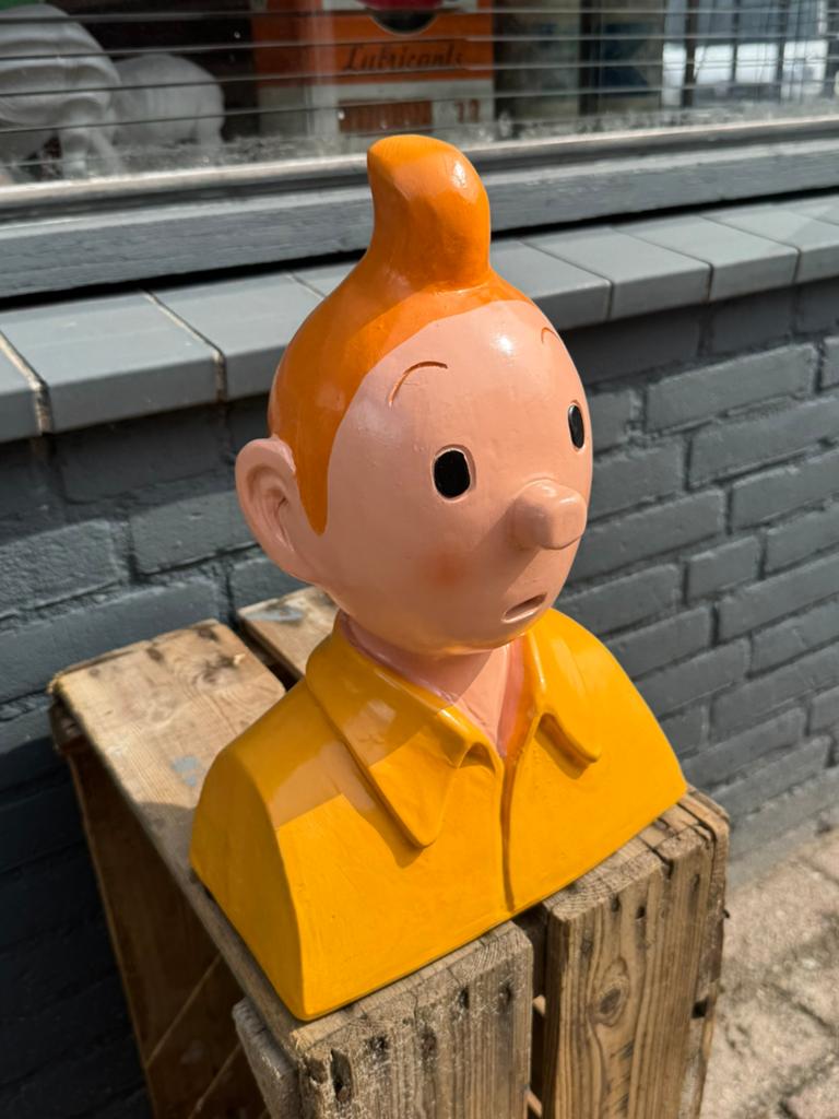 Kuifje hoofd beeld / buste, Verzamelen, Ophalen, Kuifje, Gebruikt, Beeldje of Figuurtje