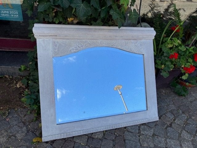 MIROIR ANCIEN AVEC CADRE EN BOIS 100 CM PAR 83 CM, Enlèvement ou Envoi, 50 à 100 cm, Moins de 100 cm