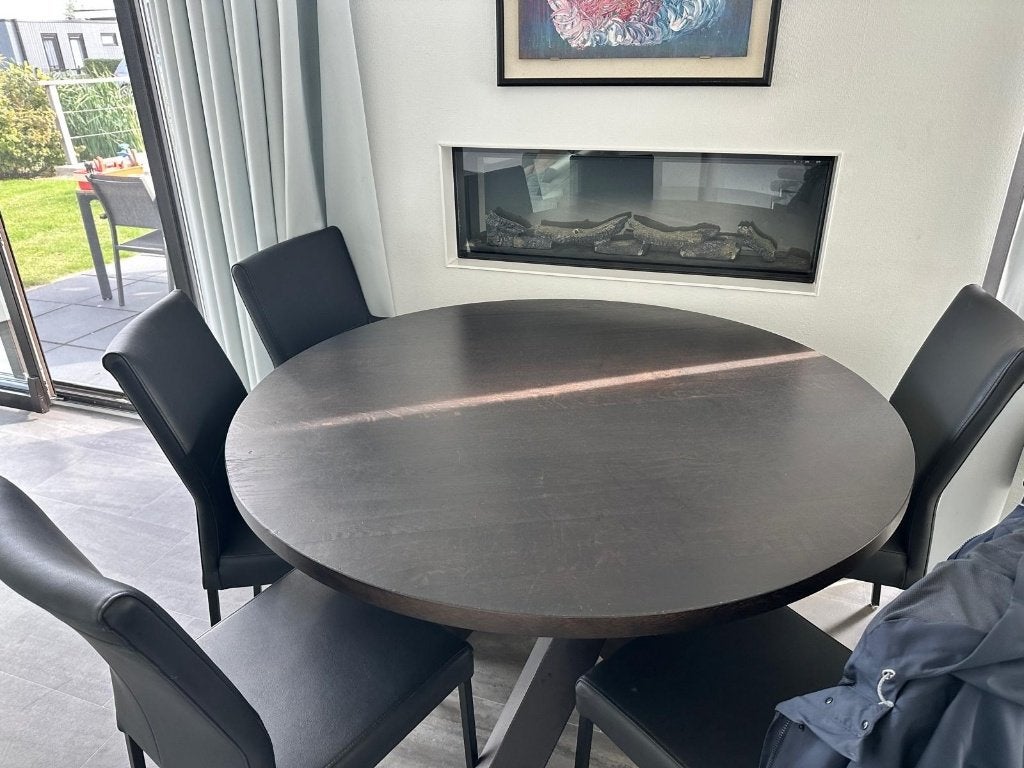 Houten Tafel Rond (Moet dringend weg!), Huis en Inrichting, Ophalen, Gebruikt, 150 tot 200 cm, Rond
