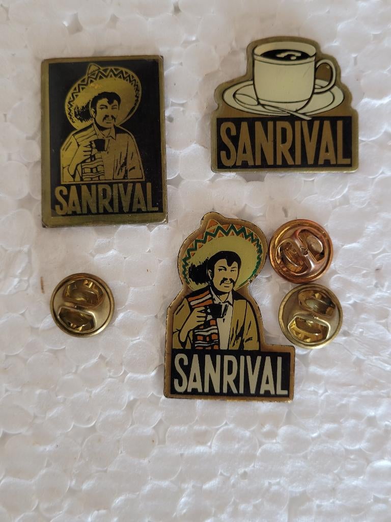 lot 3 pin's café Sanrival/vintage 1990/époxy/France, Envoi, Utilisé, Marque, Insigne ou Pin's