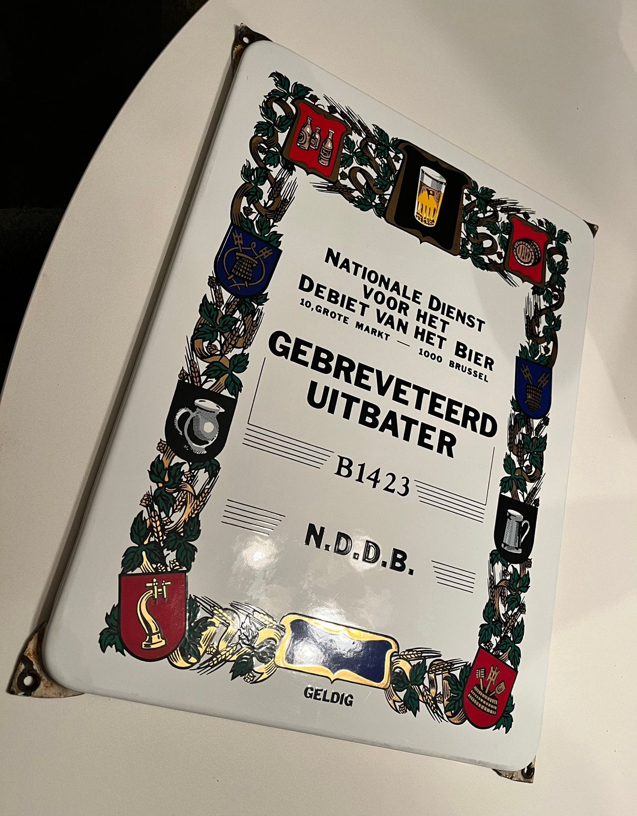 Emaille bord van de Nationale Dienst voor het Debiet, Enlèvement