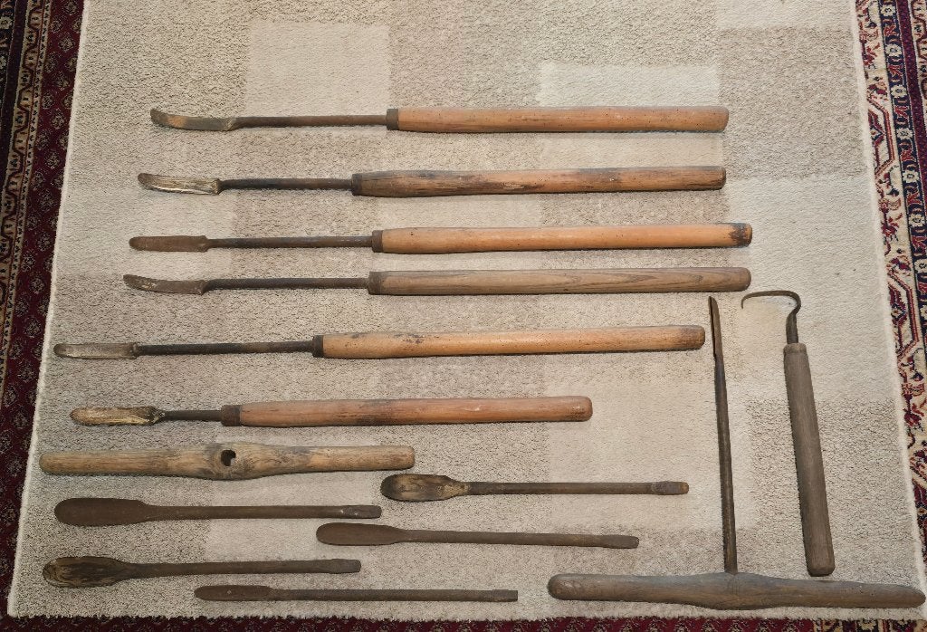 Blokmakers gereedschappen - klompenmaker, Antiquités & Art, Antiquités | Outils & Instruments, Enlèvement