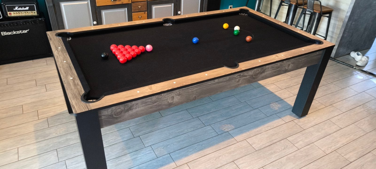 Billard et table en un de marque De Faugères avec billes et, Sports & Fitness, Enlèvement, Comme neuf, Table de billard