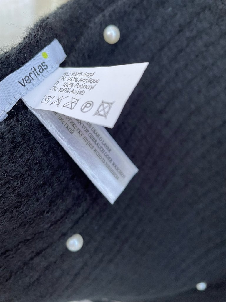 Zwarte zachte sjaal met parels veritas nieuw, Ophalen of Verzenden, Sjaal