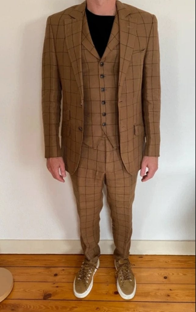 Costume 3 Pièces Wicket 100% Lin, Comme neuf, Brun, Enlèvement, Wicket