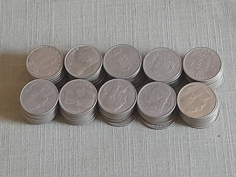 143 munten van 5 Belgische Franken type Ceres van 1948 tot 1, Postzegels en Munten, Munten | België, Ophalen of Verzenden, Metaal