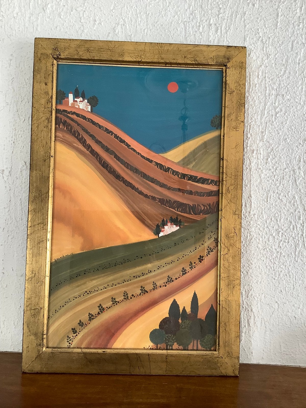 Aquarelle «  Ombrie «  Signee, Enlèvement ou Envoi, Aquarelle, Paysage, Autres styles
