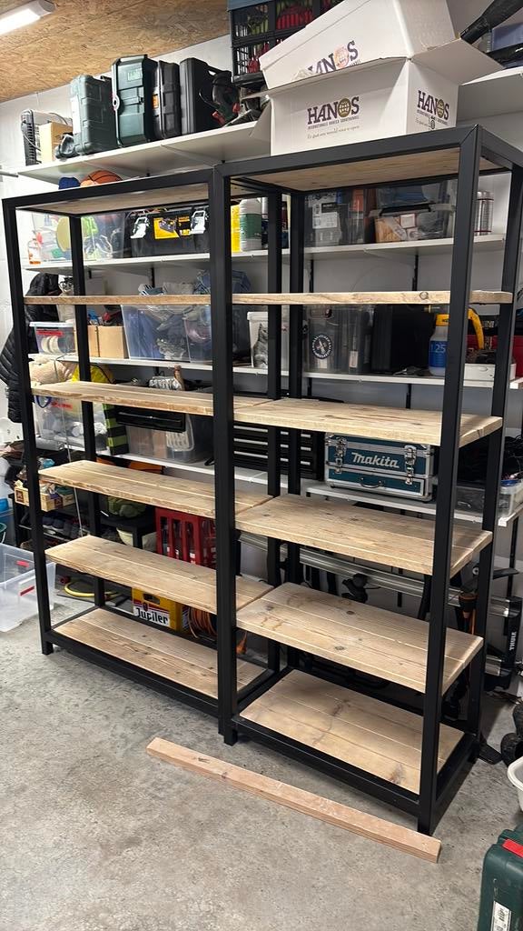 Wandrekken steigerhout-staal, Huis en Inrichting, Woonaccessoires | Wandplanken en Boekenplanken, Gebruikt, Ophalen of Verzenden