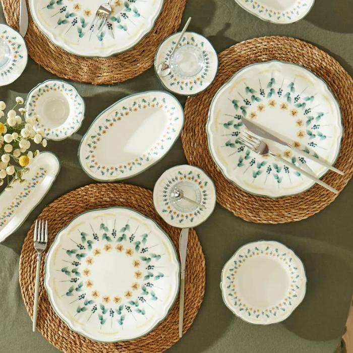 Adelina Ontbijtset 26-Delige - 6 Personen - Stoneware Groen, Verzenden, Nieuw, Overige stijlen, Porselein