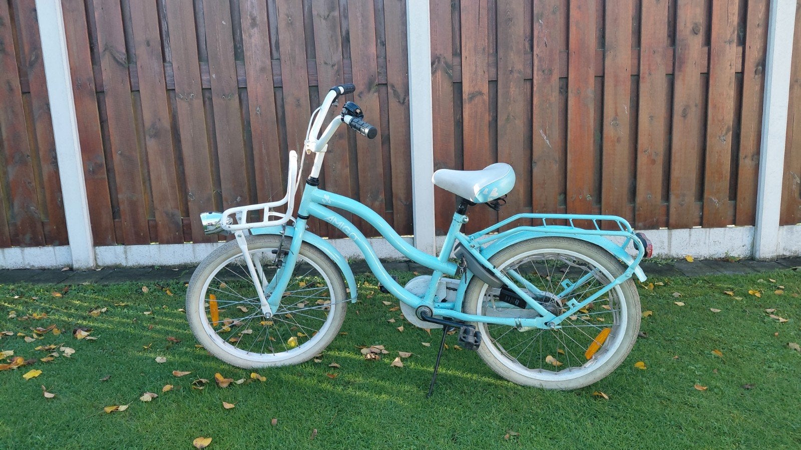 mintgroene kinderfiets 20inch met voordrager, Fietsen en Brommers, Ophalen, Gebruikt, Amigo, Terugtraprem