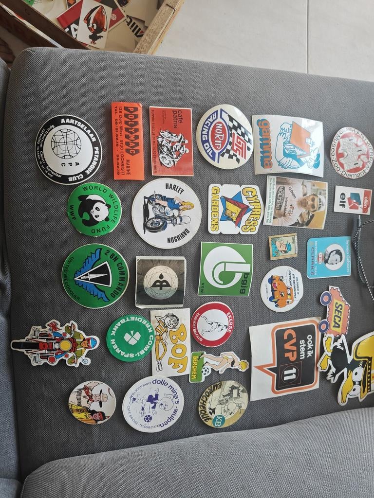 Lot stickers jaren 70, Ophalen of Verzenden, Sport