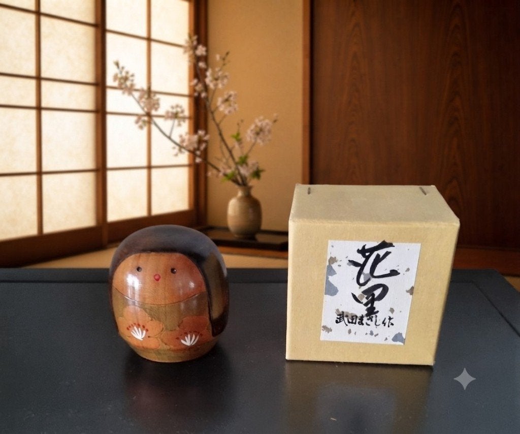 Prachtige Hanzanato kokeshi van Takeda Masashi, Antiek en Kunst, Kunst | Niet-Westerse kunst, Doos, Japan, Hout, Meerkleurig, Geschilderd