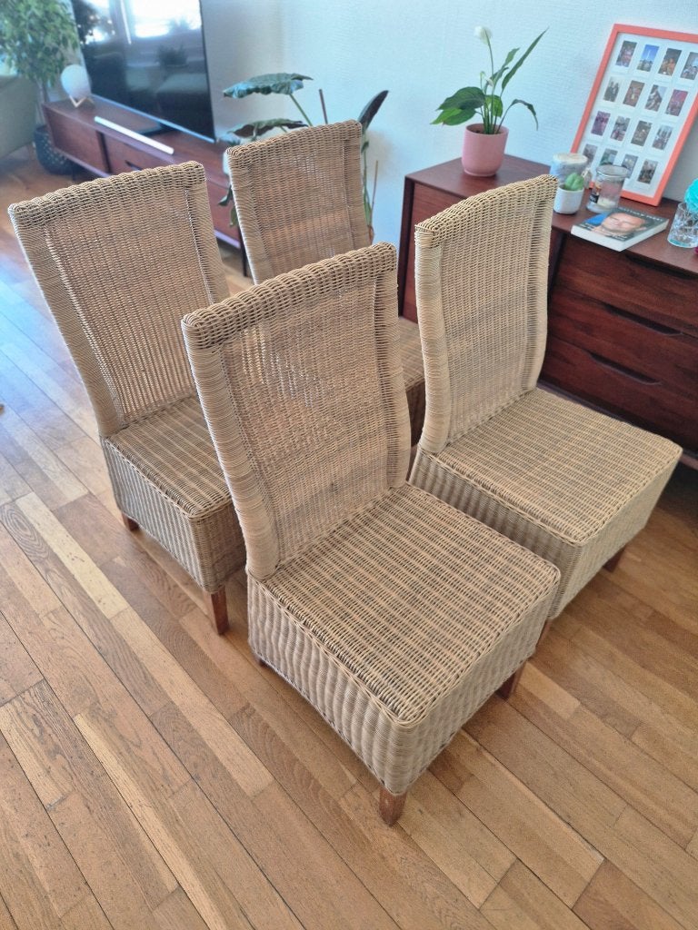 4x Stoelen Rieten/Rotan (snel weg), Ophalen, Gebruikt, Bruin, Riet of Rotan
