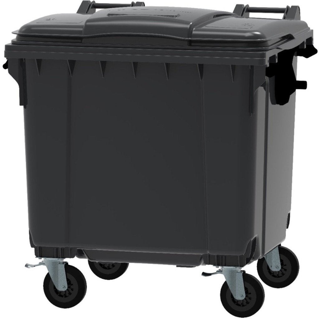 Afvalcontainer - rolcontainer 1100L op wielen, Ophalen, Zo goed als nieuw, Kunststof, Met pedaal