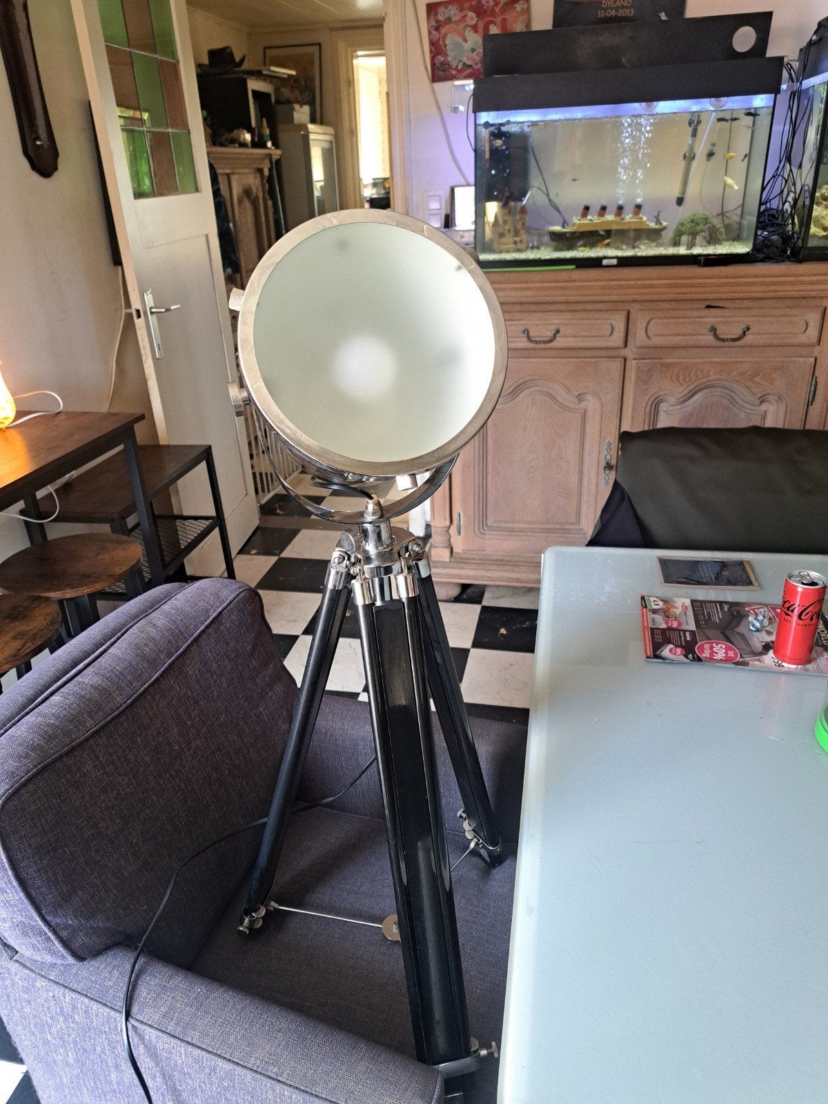 Staande lamp in hoogte verstelbare schijnwerper design, Huis en Inrichting, Ophalen