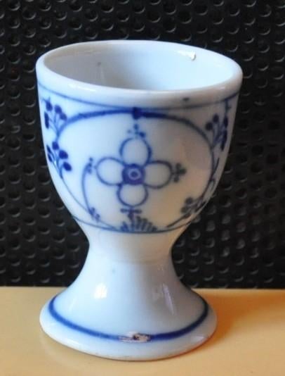 coquetier en faience vintage decor bleu et blanc, Enlèvement ou Envoi