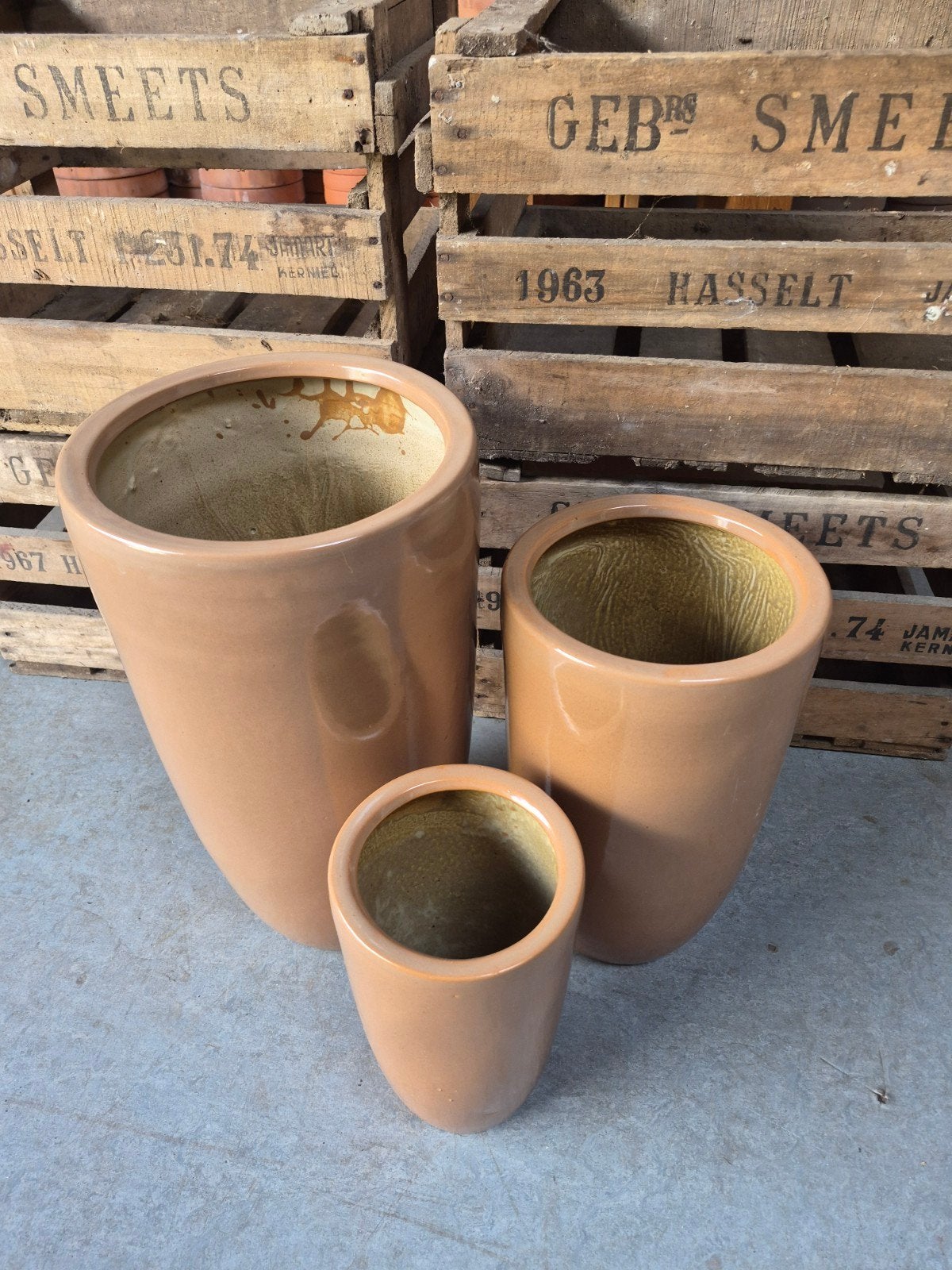 Set van 3 bruine binnen bloempotten, Enlèvement, Intérieur