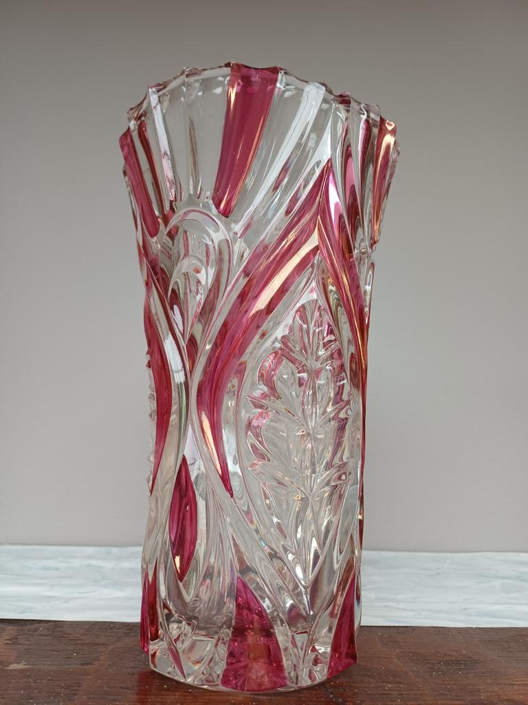 boheems kristal mooie vaas H 23 cm omvang 12 cm jaren 60/70, Antiek en Kunst, Ophalen