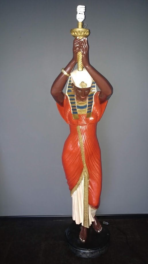 Vintage decoratieve Cleopatra-beeldlamp, Ophalen, Zo goed als nieuw, Kunststof, 150 tot 200 cm