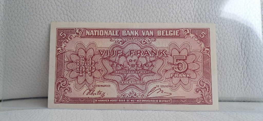 5 frank / 1 belga  - 1943 - A/Unc, Postzegels en Munten, Verzenden, Los biljet