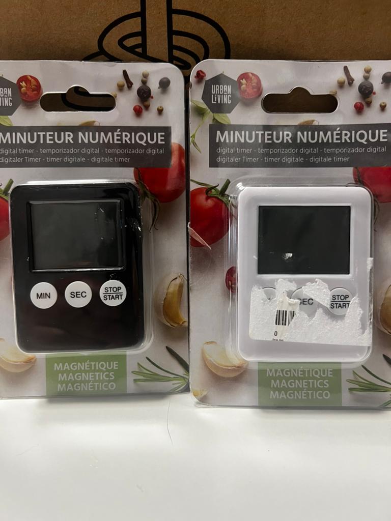 Lot de deux petits minuteurs neufs, Neuf, Enlèvement ou Envoi, Blanc, Autres matériaux