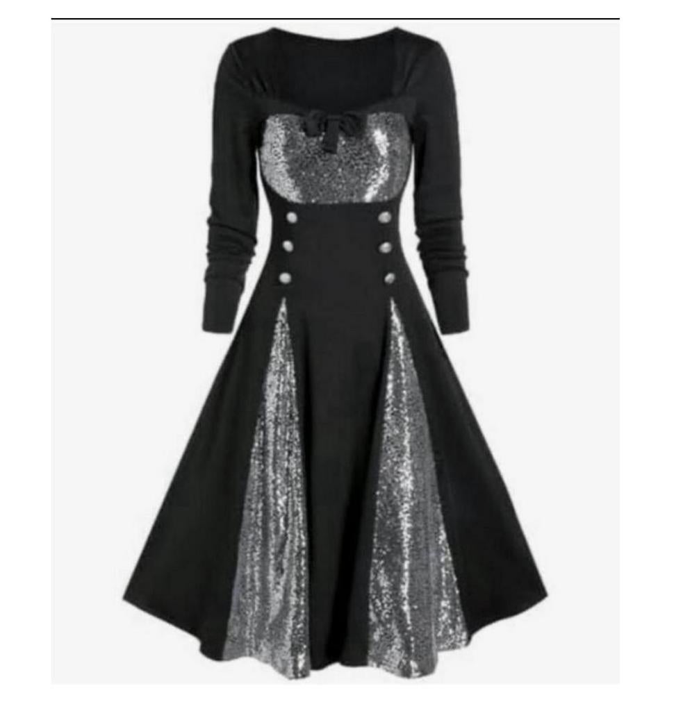 Retro vintage Jaren '50 Punk Gothic Flare Jurk XL goth dress, Kleding | Dames, Zwart, Maat 46/48 (XL) of groter, Nieuw, Ophalen of Verzenden