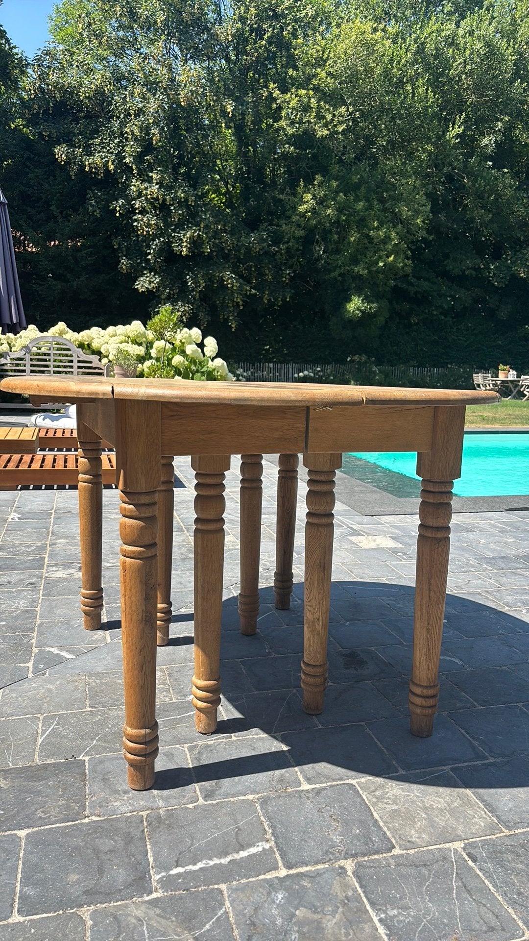 Eikenhouten eettafel - vergrootbaar met inzetstukken, Maison & Meubles, Enlèvement, Utilisé