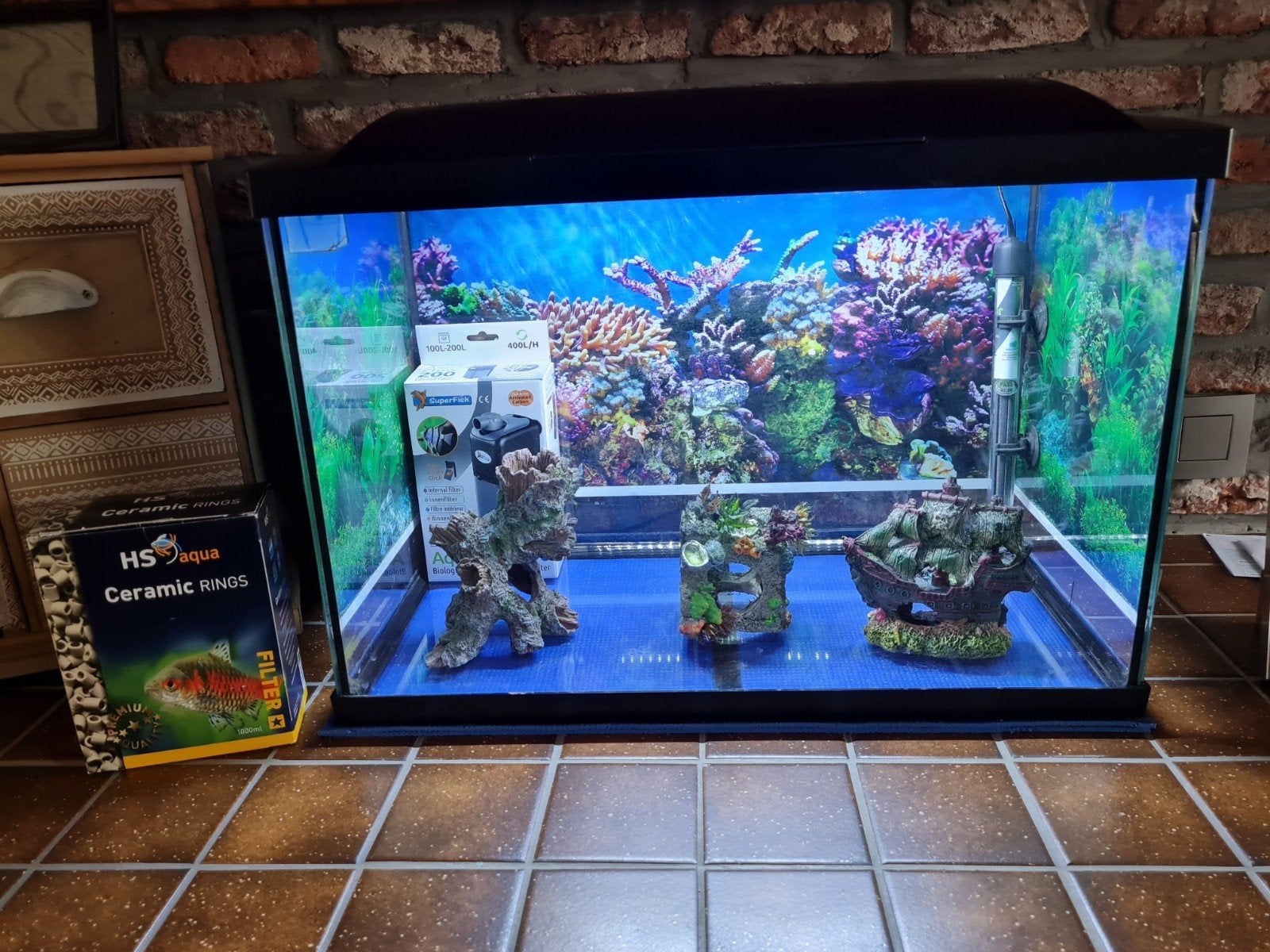 Aquarium 60 L. te koop, te zele., Enlèvement, Chauffage, Filter, HS Aqua