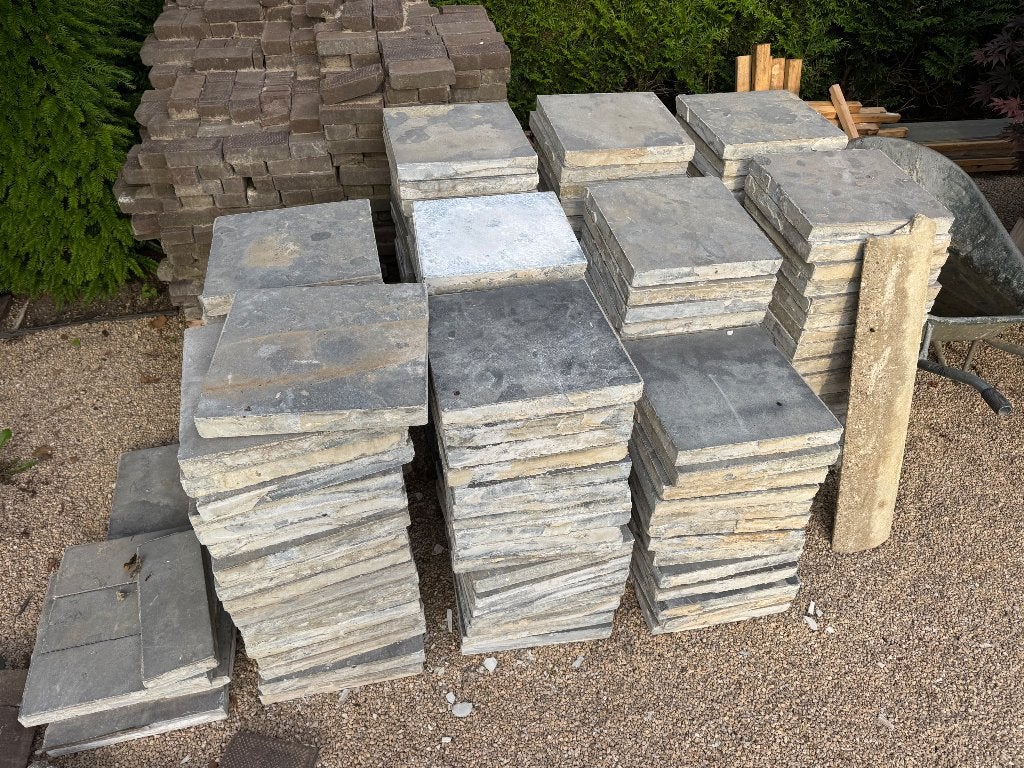 Belgische blauwe steen, 30m2 40x40x4cm, Ophalen, Gebruikt, Terrastegels, Natuursteen