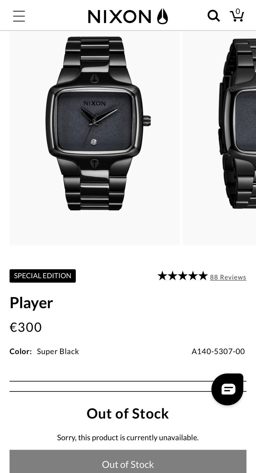 Nixon Player Super Black, Staal, Staal, Polshorloge, Zo goed als nieuw