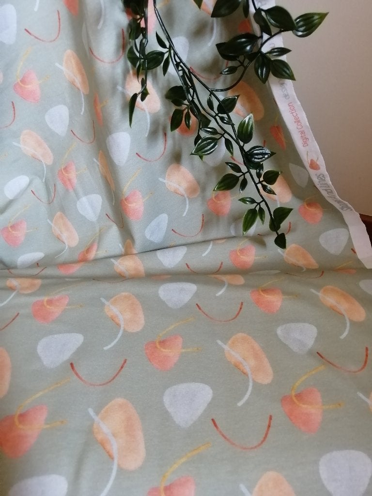 OUTLET : jersey stof vormen en lijnen, kleur salie, Hobby & Loisirs créatifs, Neuf, Autres couleurs, Coton, 120 cm ou plus
