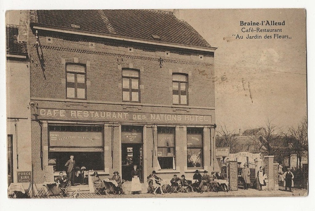braine l'alleud cpa cafe au jardin des fleurs animation, Ophalen of Verzenden, 1920 tot 1940, Ongelopen, Waals-Brabant
