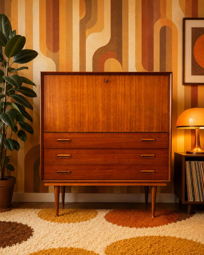 secrétaire vintage années 60-70 au design scandinave, Enlèvement, Utilisé, Verre