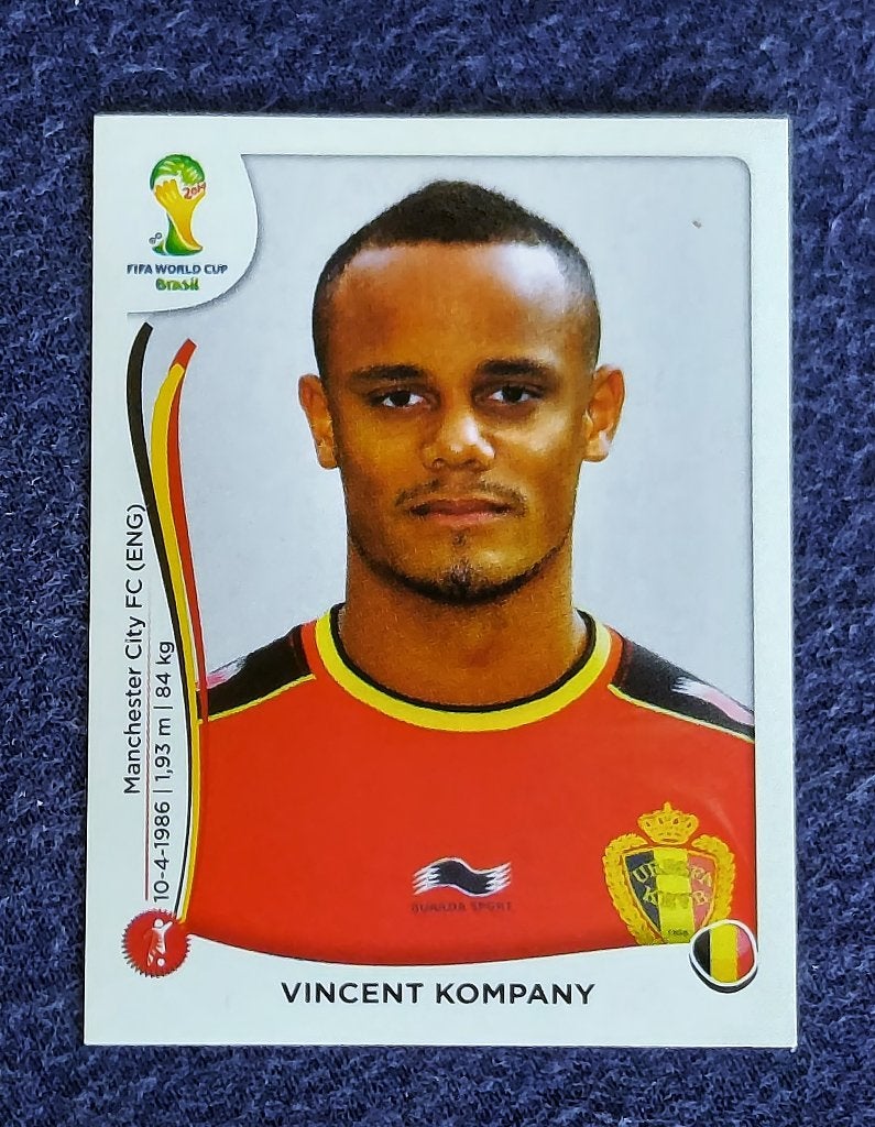 Panini sticker card voetbal ' WK 2014 - Vincent Kompany ', Enlèvement ou Envoi, Neuf, Autocollant