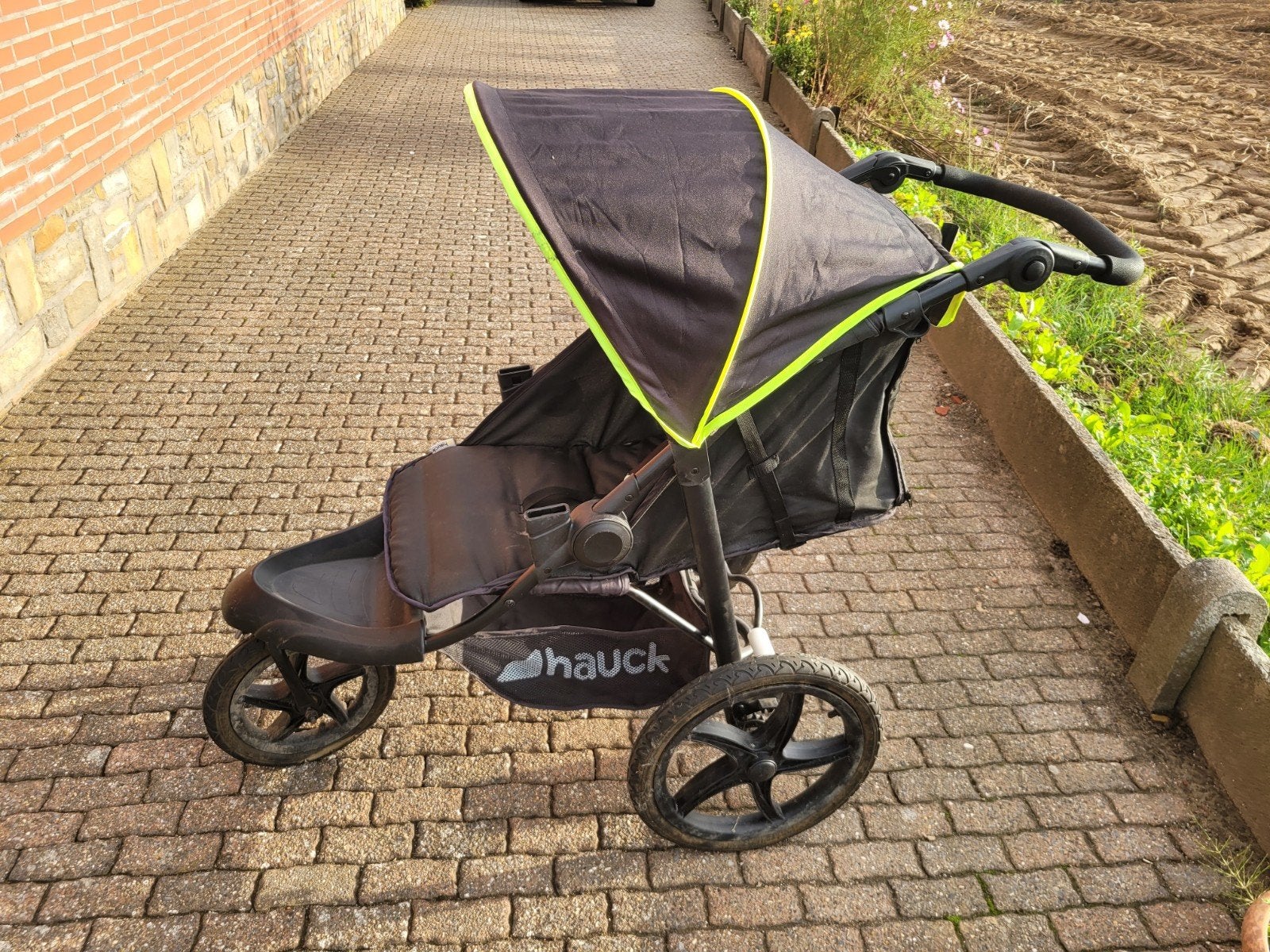 Hauck Runner Driewieler Kinderwagen – All-Terrain (Zwart/Neo, Ophalen, Zo goed als nieuw, Overige merken, Verstelbare rugleuning
