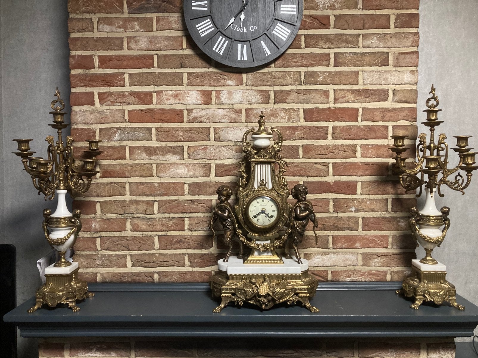 Antieke schouwklok met 2 kandelaars, Antiek en Kunst, Antiek | Klokken, Ophalen