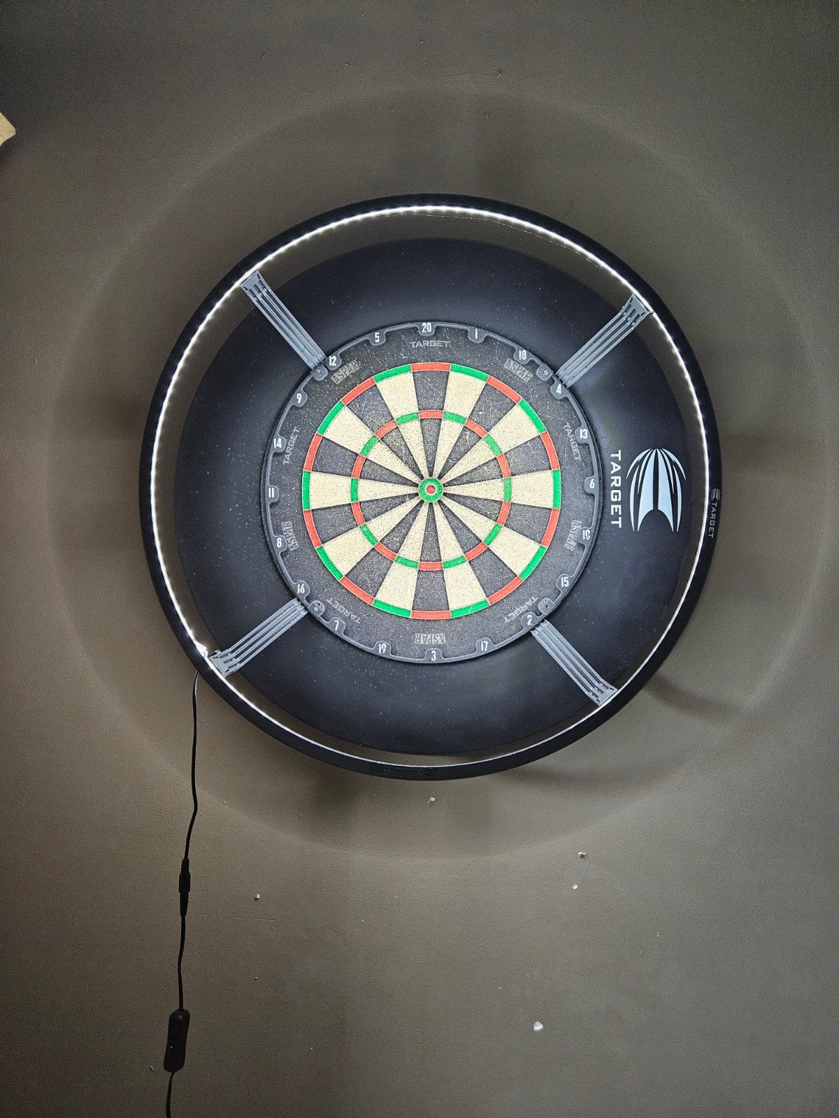 Target Asper dartbord + staander + Led verlichting, Sport en Fitness, Darts, Ophalen, Dartbord