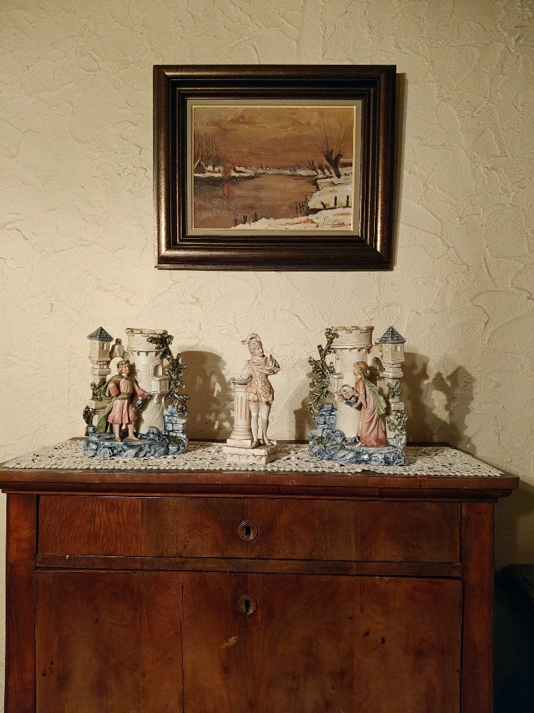 Sfeervolle decoratie: Bisquit,porselein, klok en objecten, Ophalen, Gebruikt
