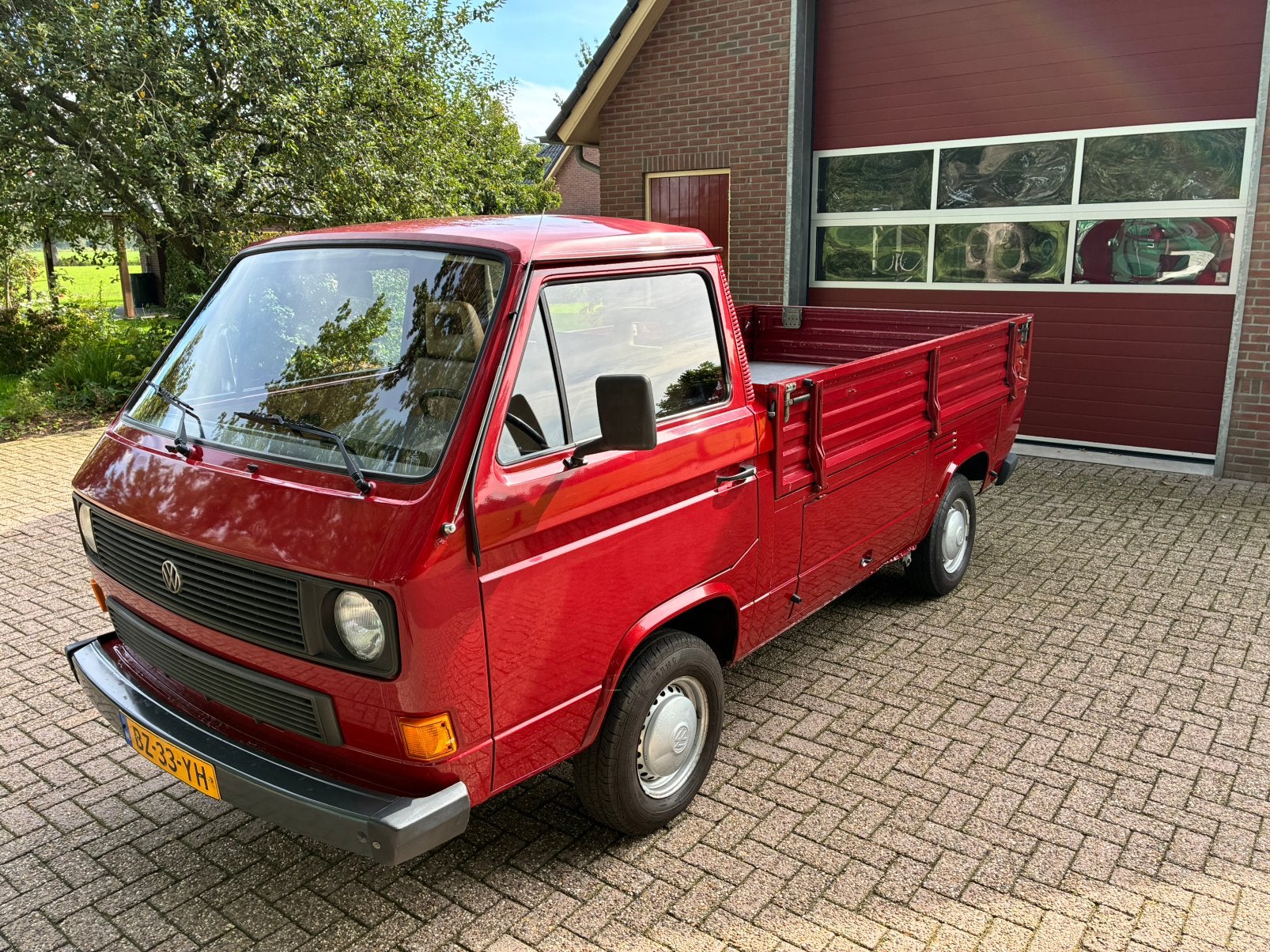 Volkswagen Transporter Pick-up Enka 1.6D 1988  incl.btw, Autos, Rouge, Beige, Entreprise, 3 places