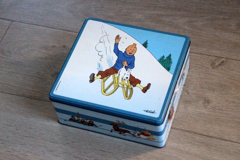 Boite bisquits Delacre Tintin Milou Kuifje Bobbie metalen, Envoi, Tintin, Utilisé