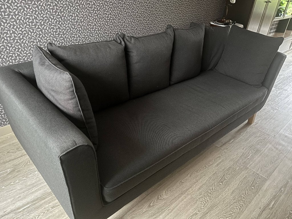 Donkergrijze 3-zitszetel – inclusief kussens, Maison & Meubles, 200 à 250 cm, Banc droit, Enlèvement, Utilisé