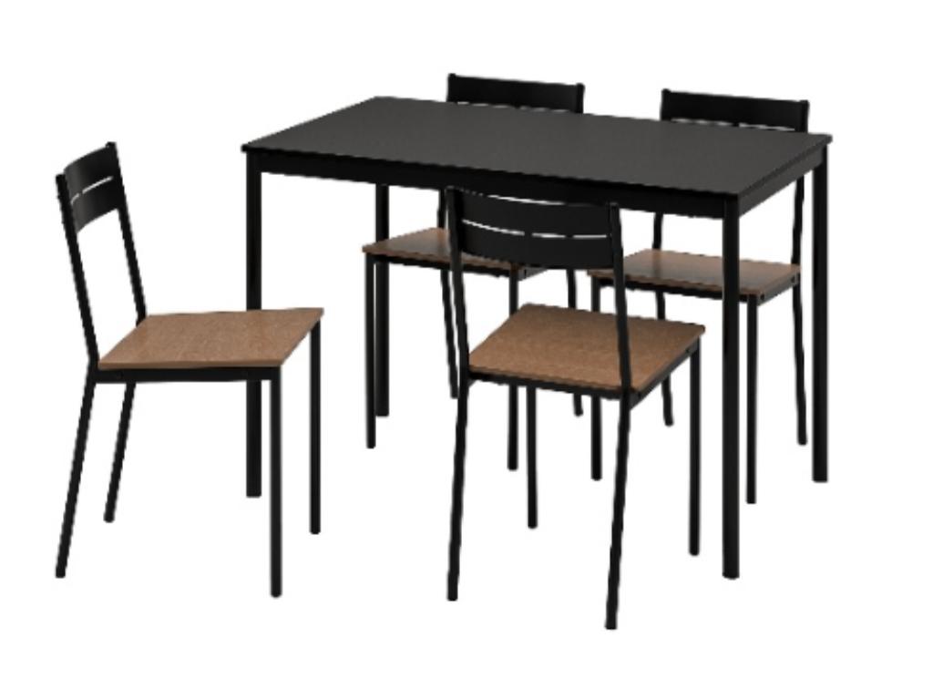 Table IKEA SANDSBERG + 4 chaises 90 € négociable, Maison & Meubles, 100 à 150 cm, Quatre personnes, Moderne / Minimaliste, Comme neuf