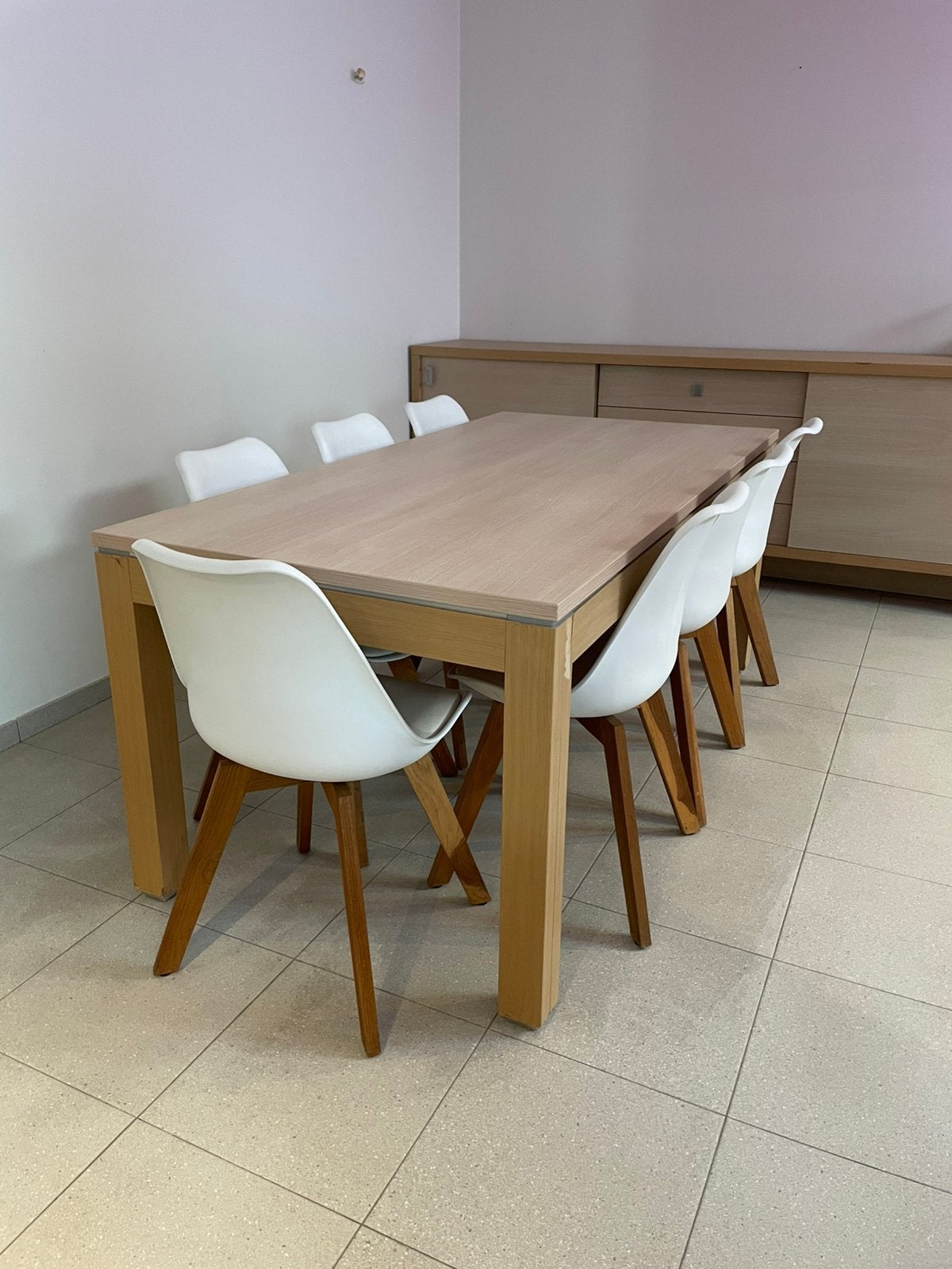 Table + chaises, Maison & Meubles, 150 à 200 cm, Cinq personnes ou plus, Comme neuf, Enlèvement