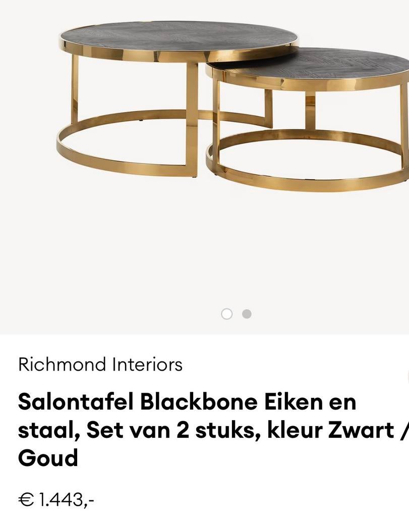 Set van 2 Luxe Ronde Salontafels (Richmond), Maison & Meubles, Enlèvement, Utilisé, Luxe tafel