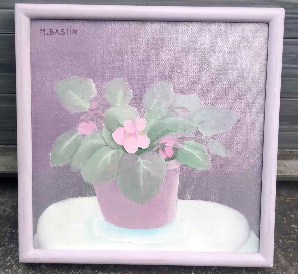 huile sur toile fleur signe Mireille bastin, Antiek en Kunst, Ophalen of Verzenden